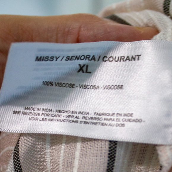 Vintage America Striped Boho Long Sleeve Lace Up Shirt sz xl - Picture 4 of 6